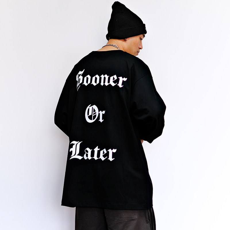 原创自制高街风哥特字母长袖T恤