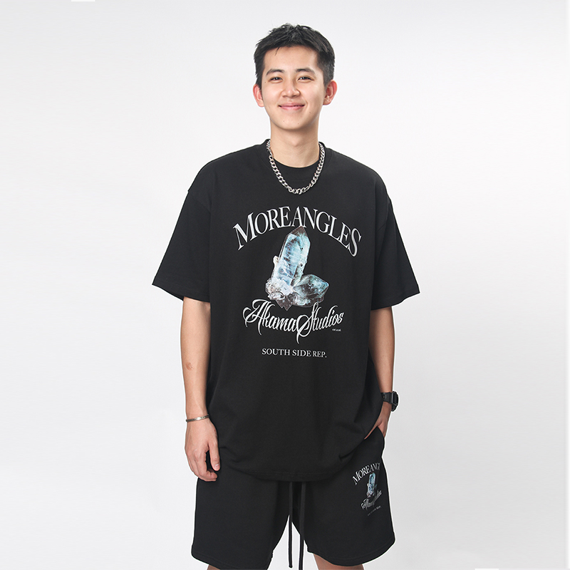 原创美式宽松短袖t恤字母印花