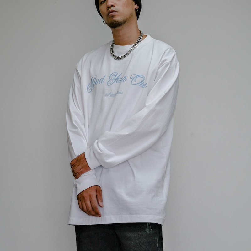 akama男高街国潮嘻哈白色长袖T恤