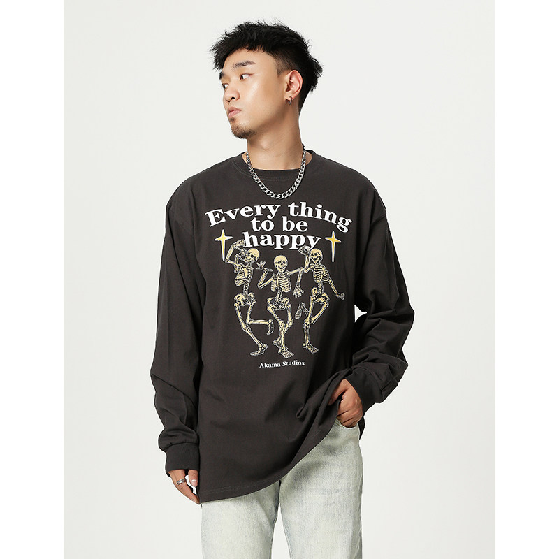 AKAMA原创国潮印花重磅T恤