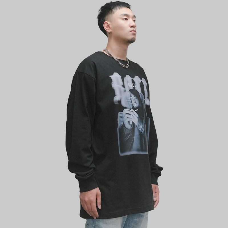 原创设计国潮人物印花长袖t恤