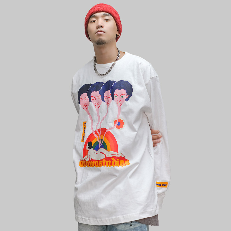 akama原创设计长袖t恤插画印花