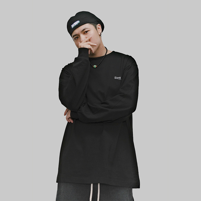 原创设计人物印花薄卫衣长袖t恤