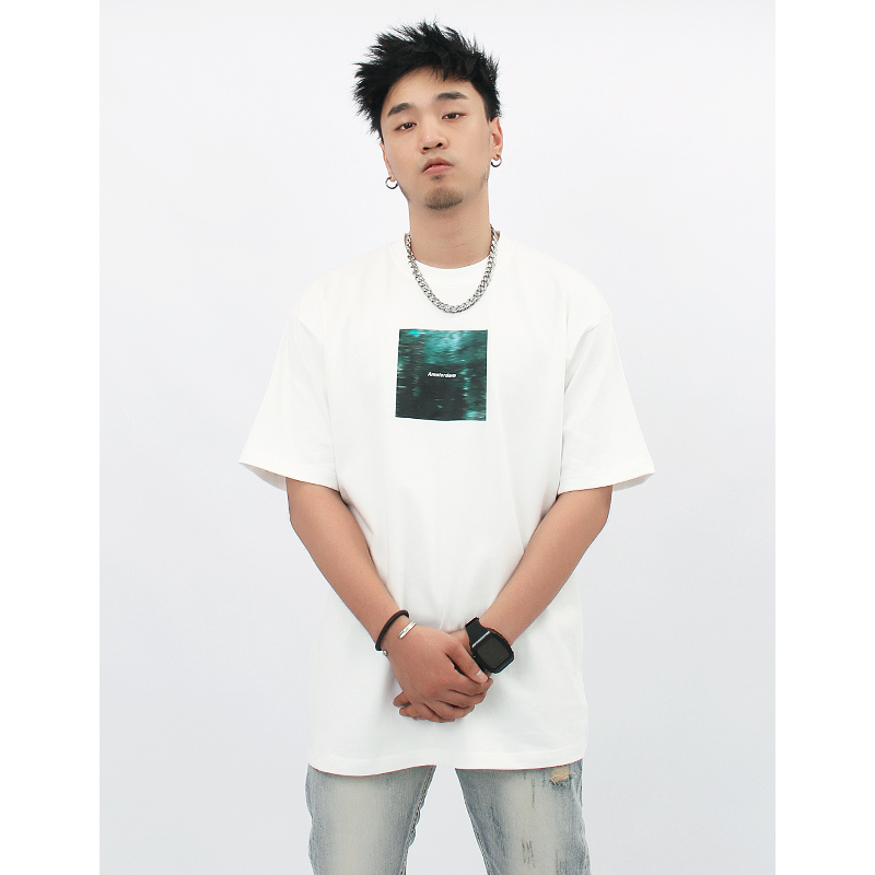 AKAMA原创重磅小领口印花T恤