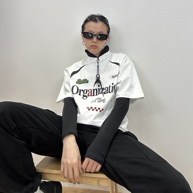 休闲字母小领口冰感防晒索罗娜