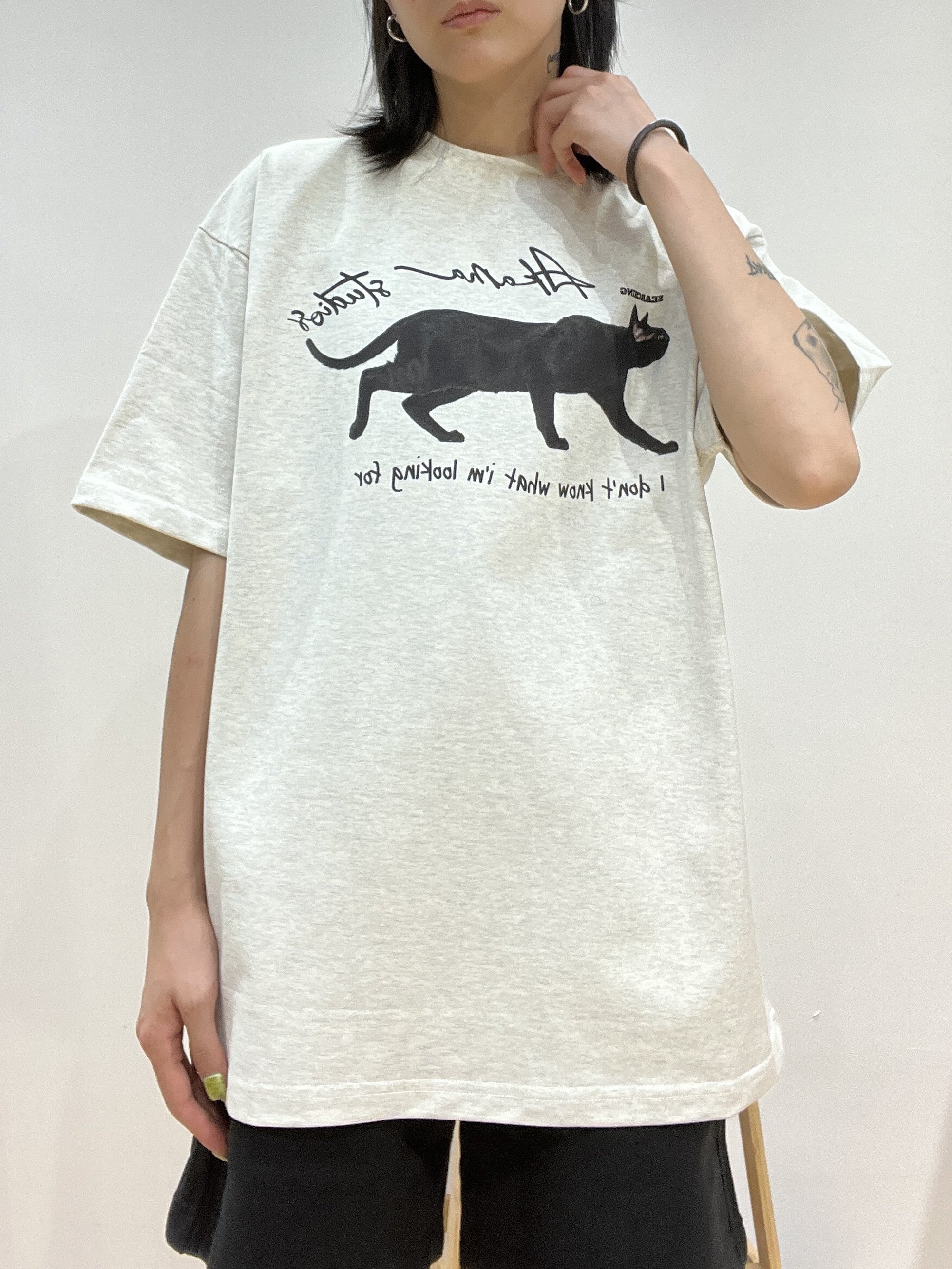 原创重磅320克猫咪数码直喷印花美式小领口短袖宽松休闲T恤男女潮