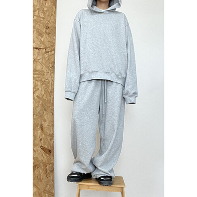 AKAMA超大帽型短款横向宽松毛圈面料休闲卫衣卫裤套装潮牌