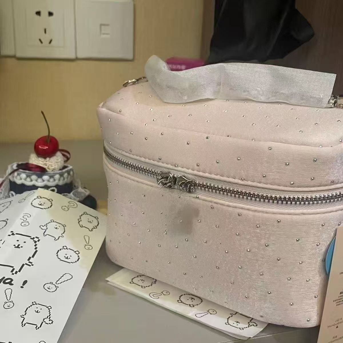 绝美的超闪耀包包!镶钻公主化妆包女2025新款高端便携大容量收纳