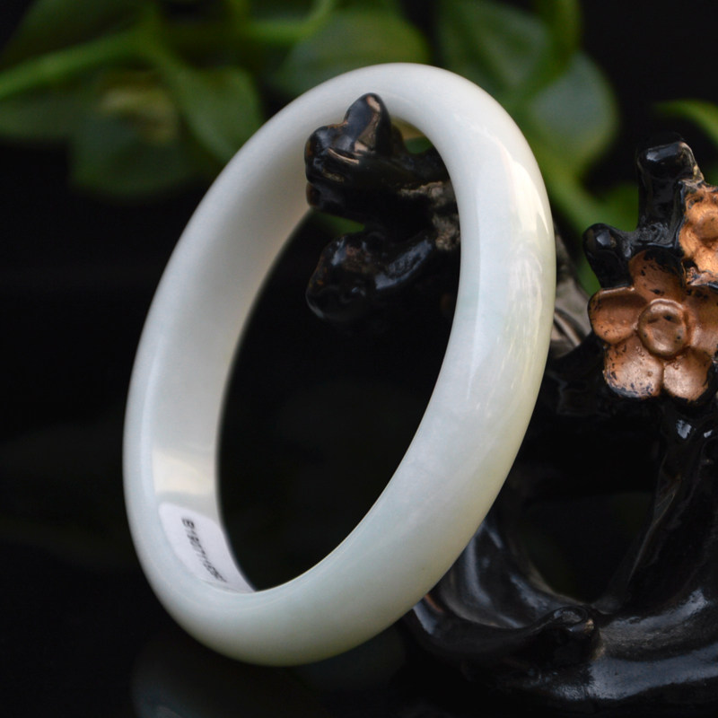 天然正品陕西蓝田玉手镯象牙白活玉保健玉镯老坑料保真附鉴定证书