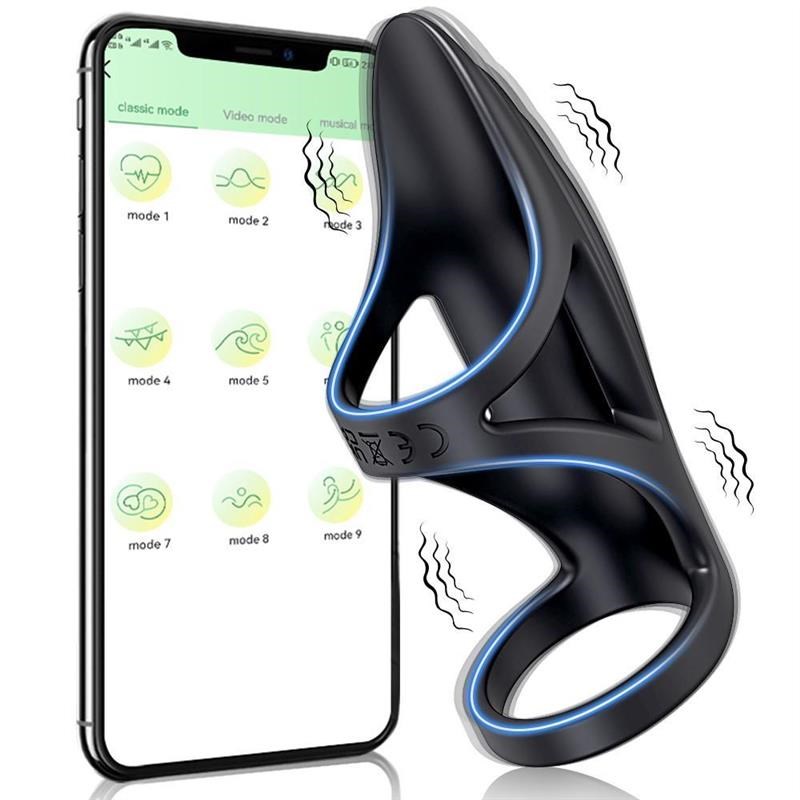 APP Bluetooth Vibrating Cock Ring Penis Ring Vibrator Delay