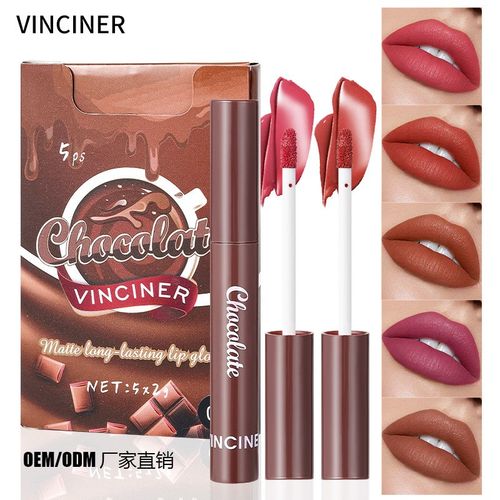 Beauty Lip Glaze Suit 5 Chocolate Velvet Matte Lip Gloss Moi