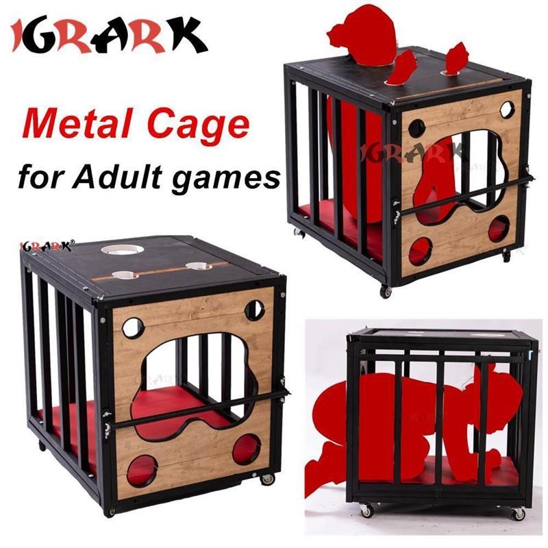 Newest Large Dog Slave Metal Cage BDSM Bondage Equipment Ero