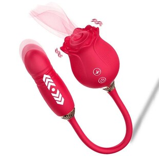 Rose Sucking Thrusting Dildo Vibrator for Women Nipple Clit