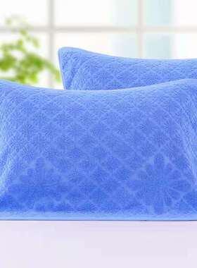 蓝色枕巾包邮毛圈枕巾纯棉学生宿舍单人防滑不脱落涤棉枕头巾棉