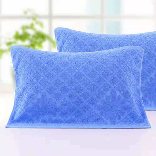 蓝色枕巾包邮毛圈枕巾纯棉学生宿舍单人防滑不脱落涤棉枕头巾棉