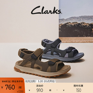 舒适耐磨户外沙滩鞋 Clarks其乐男鞋 新品 复古潮流魔术贴休闲凉鞋