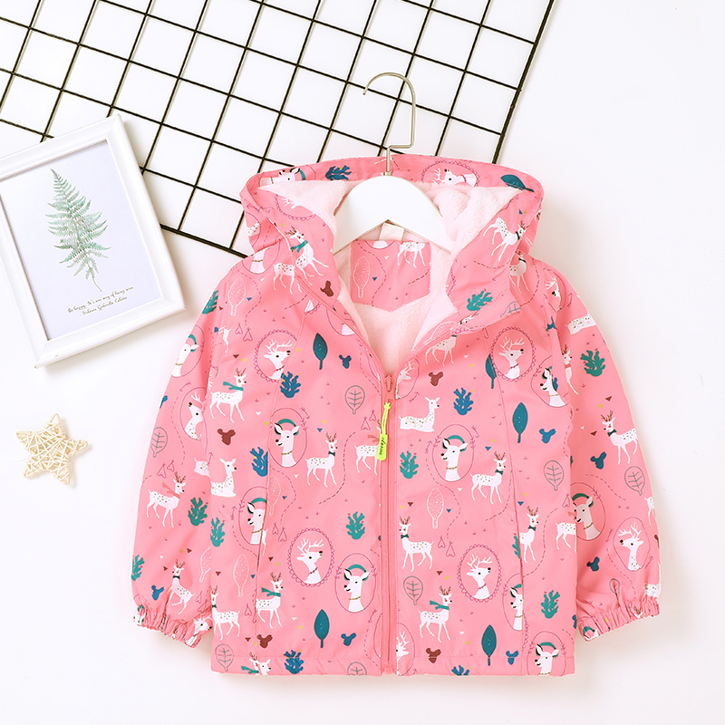 童装外套加绒卡通防风户外服