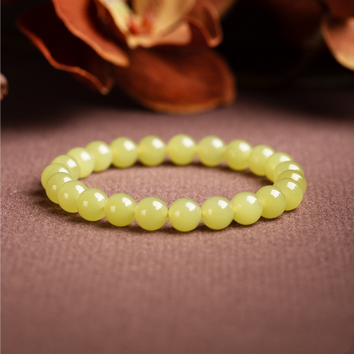 HERS JADE/翠佛堂天然和田玉黄口料手链手串 8mm