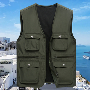 马甲男单层多口袋男士 工装 背心速干摄影钓鱼户外宽松坎肩 薄款 夏季