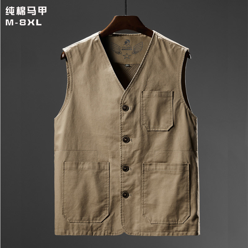 男士马甲夏薄款休闲透气纯棉马夹外套男西装速干背心爸爸无袖坎肩