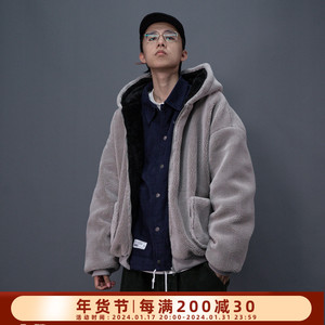 羊羔毛绒开衫欧美风连帽卫衣bf男女帽衫加厚加绒外套秋冬oversize