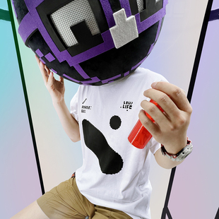 LOW PUBLISH 白棉潮流时尚宽松圆领短袖休闲T恤 艺术家原创