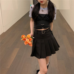 Real price dark wind fashion retro design vest pleated skirt three piece suit for women