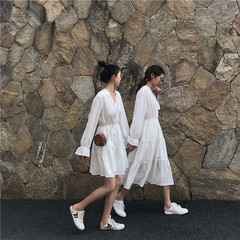 Real price control 50-56 yuan V-collar temperament in Long-style boudoir dress