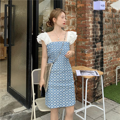 Real price retro design pattern waist down dress