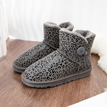 冬季新款牛皮3352防水雪地靴女加绒短筒皮毛一体保暖防滑面包鞋棉