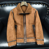 N66P235两面穿冬季皮毛一体休闲保暖外套麂皮绒颗粒绒双面穿，男装皮衣，电商D207