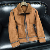 N66P235两面穿冬季皮毛一体休闲保暖外套麂皮绒颗粒绒双面穿，男装皮衣，电商D207
