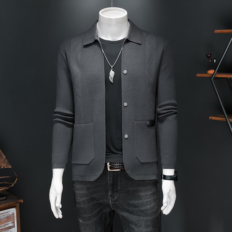 9685莉莉家针织夹克秋冬翻领外套P175有4XL,男装夹克,电商D207