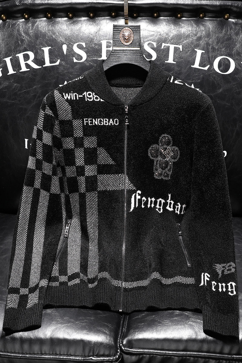 996莉莉家针织夹克拉链天鹅绒外套P195有4XL,男装夹克,电商D207