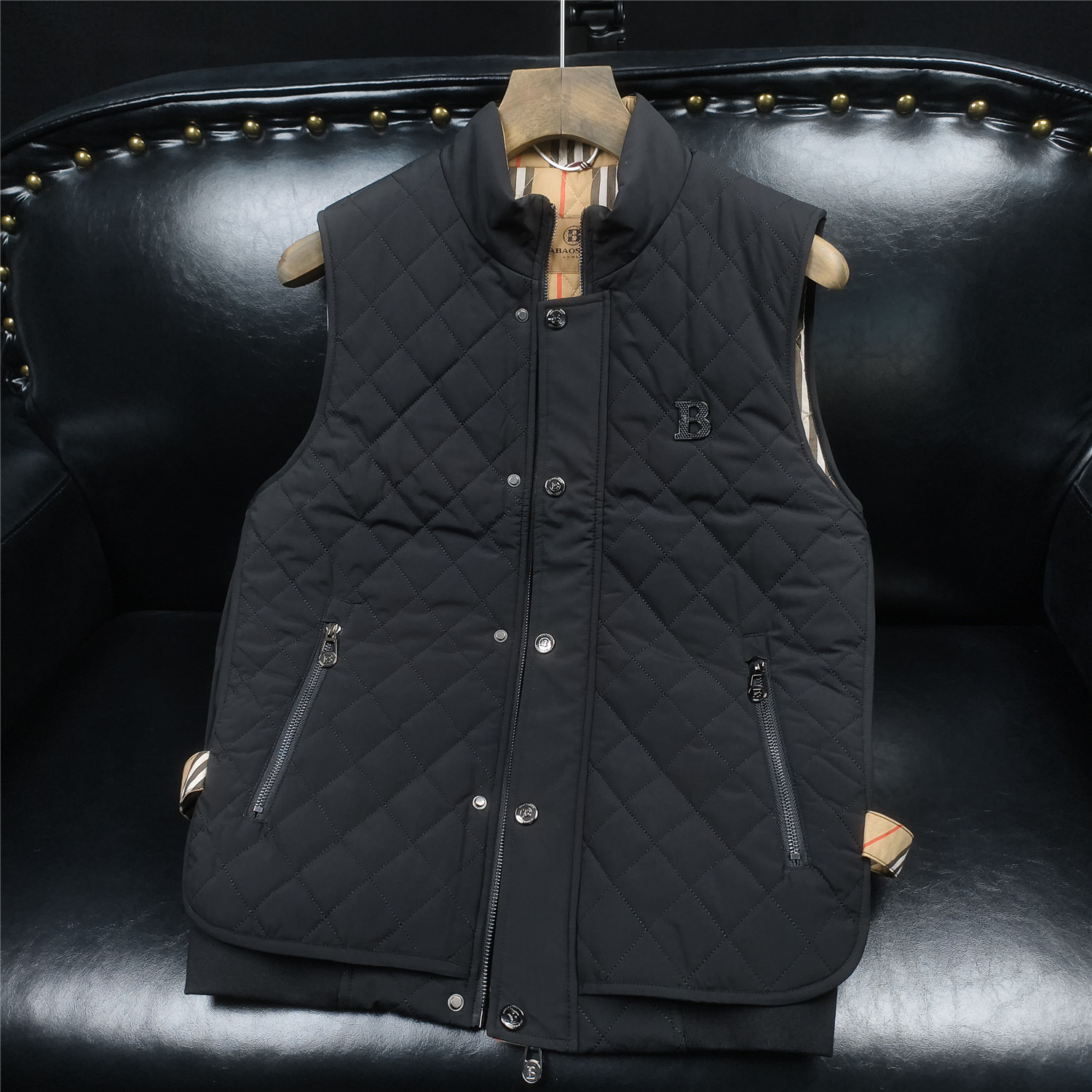 M01P225秋冬格子立领棉马甲棉衣背心,男装背心/马甲,电商D207