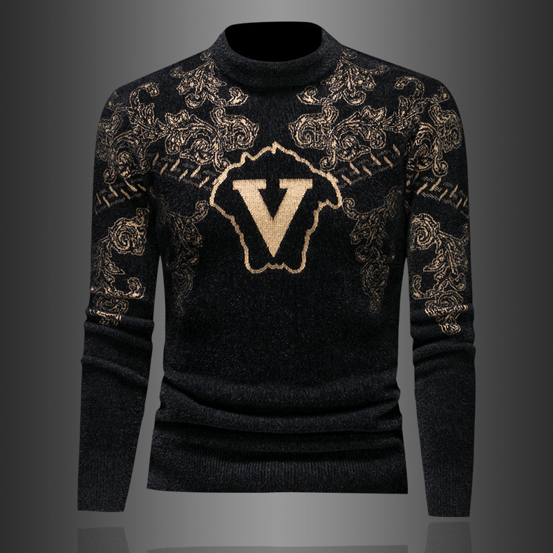 17117P135秋冬天鹅绒羊毛衫毛衣加厚保暖打底针织衫，男装针织衫/毛衣，电商D207