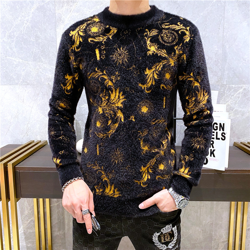 21807P135长期款秋冬长袖貂绒衫毛衣针织衫套头打底衫,男装针织衫/毛衣,电商D207