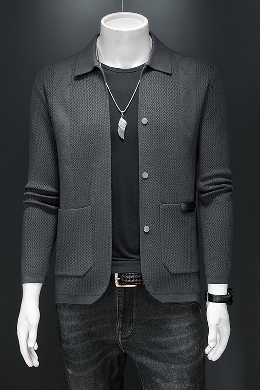 9685莉莉家针织夹克秋冬翻领外套P175有4XL,男装夹克,电商D207