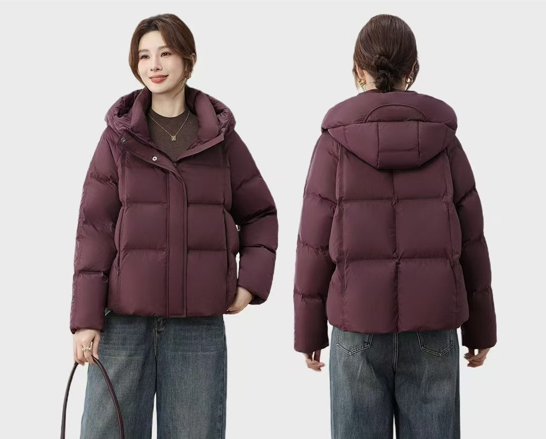 羽调2025新款云朵泡芙面包短款羽绒服女新年红色加厚9905