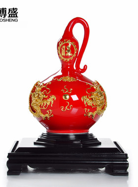 祝寿礼品摆件陶瓷招财漆线雕工艺