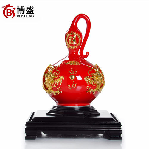祝寿礼品摆件陶瓷招财漆线雕工艺