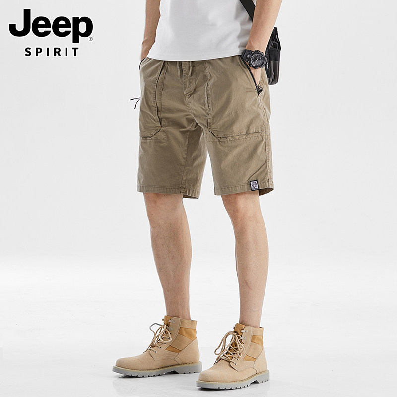 JEEP SPIRIT美式工装短裤男士宽松夏季多口袋机能休闲五分裤子男