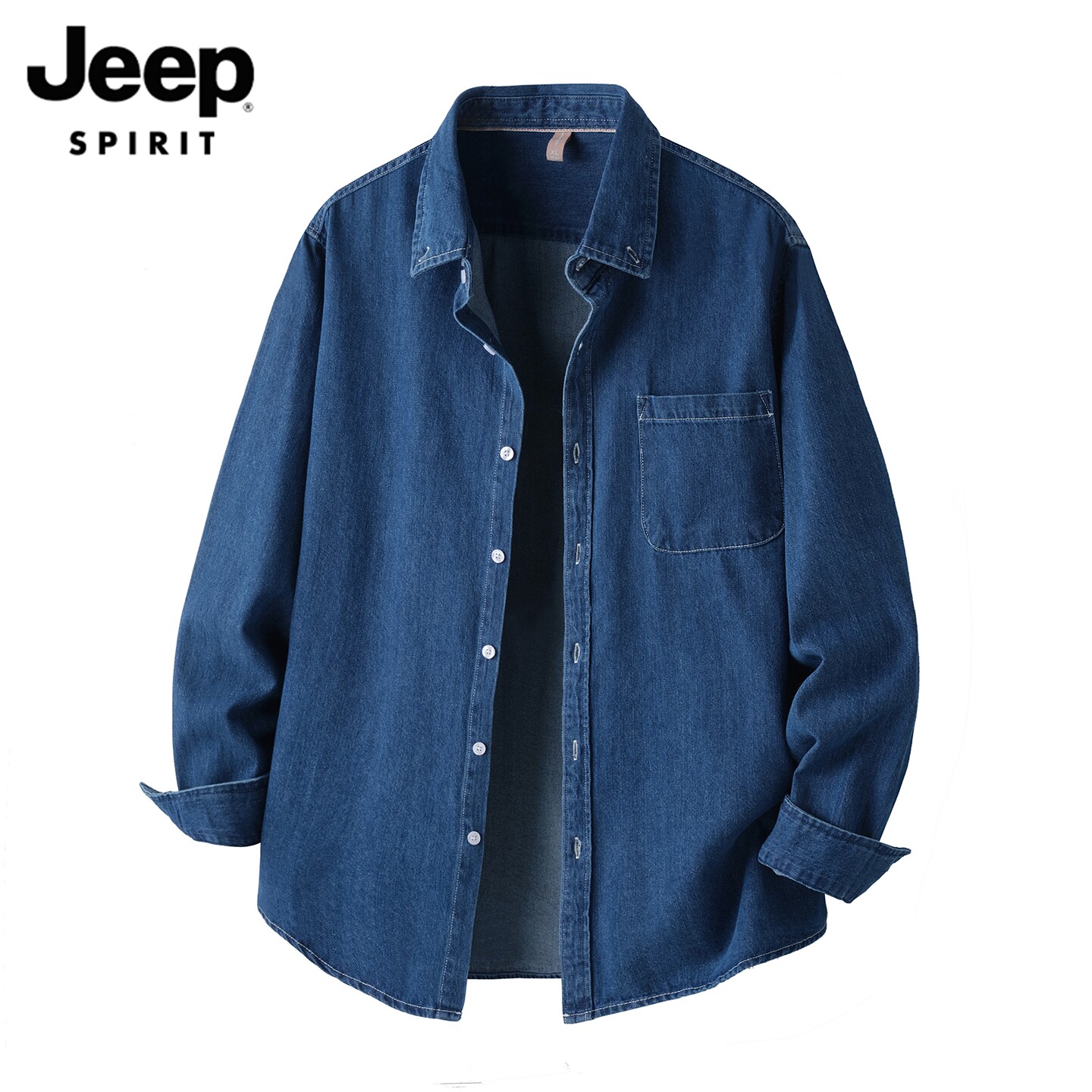 JEEP SPIRIT牛仔衬衫男士休闲外套春季潮流宽松纯棉长袖衬衣男款