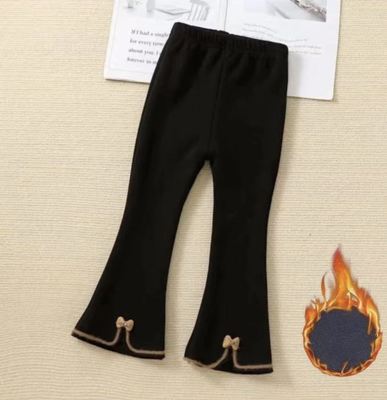 女童喇叭裤休闲花边裤子春秋新款外穿加绒长裤中大童女孩洋气长裤