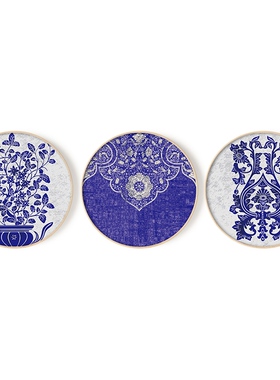 新中式风紫色花纹圆形墙壁装饰画