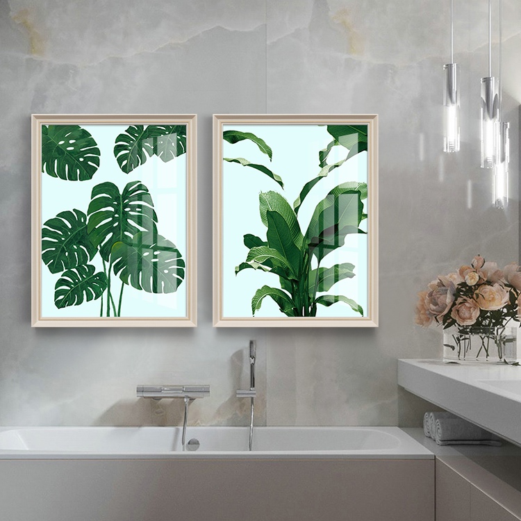 北欧小清新绿植厨房卫生间浴室厕所装饰画粉色火烈鸟花卉客厅挂画图片