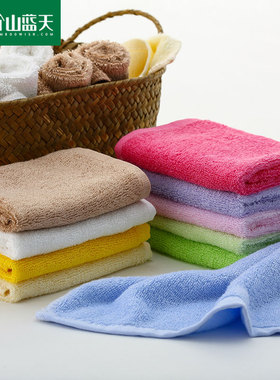 竹山蓝天竹纤维婴儿小毛巾 宝宝儿童吸水柔软擦脸小方巾厚25X25CM