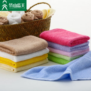 竹山蓝天竹纤维婴儿小毛巾 宝宝儿童吸水柔软擦脸小方巾厚25X25CM