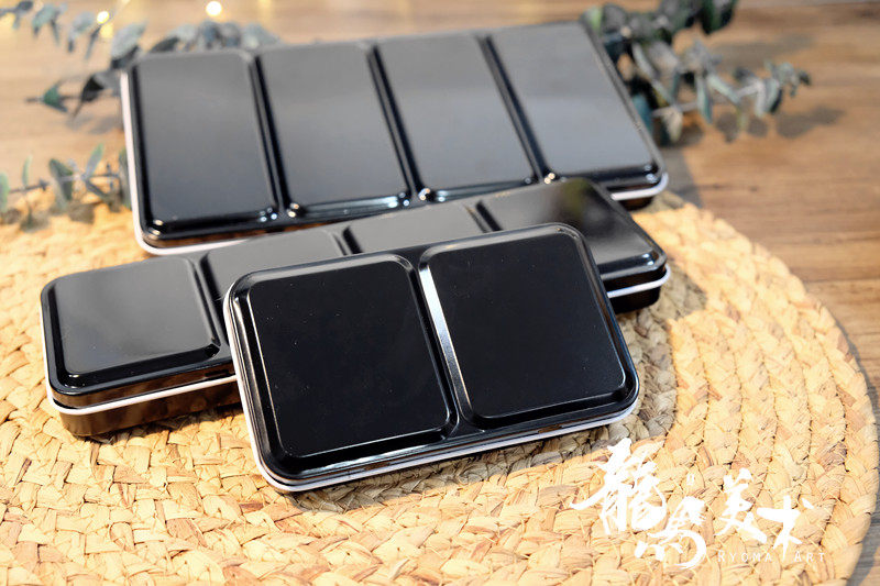 固体水彩颜料分装格空颜料盒水彩空铁盒半块全块12色24色48色