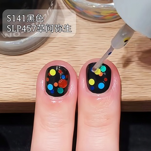 免烤速干可撕 twomoons指甲油女黑色2025新款 草间弥生 波点美甲